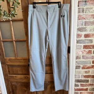 Under Armour Baseball Pants Mens XL Gray Loose Fit Reinforced Knee Sportswear